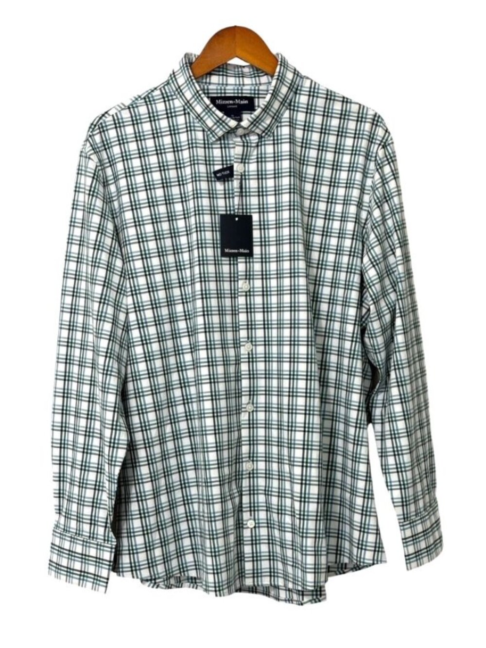 Mizzen+Main NWT Men's Leeward No Tuck LS Dress Shirt White Noah Plaid Size XL
